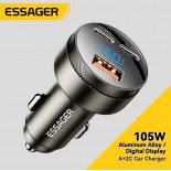 Essager 105W зарядно за кола с дисплей, PD 3.0, QC 3.0, PPS